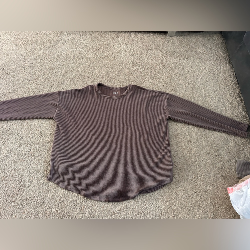 Maurices Brown and Cream Ribbed Top